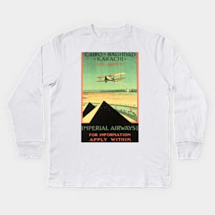 Imperial Airways Air Travel Cairo Baghdad Karachi Vintage British Airline Kids Long Sleeve T-Shirt